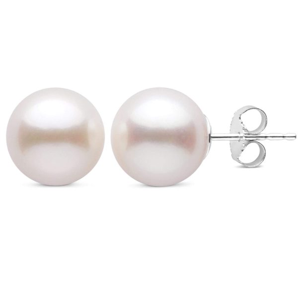 10.0-11.0 mm White Freshadama Freshwater Pearl Stud Earrings-GeekSEO