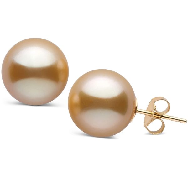 11.0-12.0 mm AAA Golden South Sea Pearl Stud Earrings