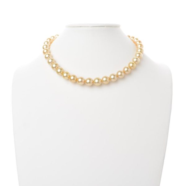 10.1-11.9 mm AAA Gold South Sea Round Pearl Necklace