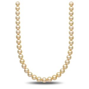 10.1-11.9 mm AAA Gold South Sea Round Pearl Necklace