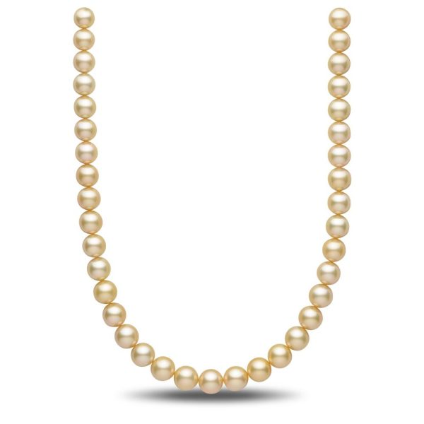 10.1-11.9 mm AAA Gold South Sea Round Pearl Necklace