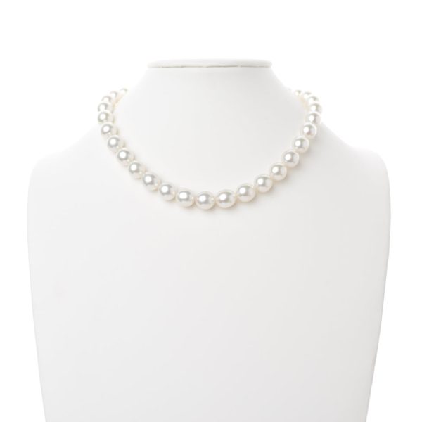 10.0-11.95 mm AAA White South Sea Oval Pearl Necklace-GeekSEO