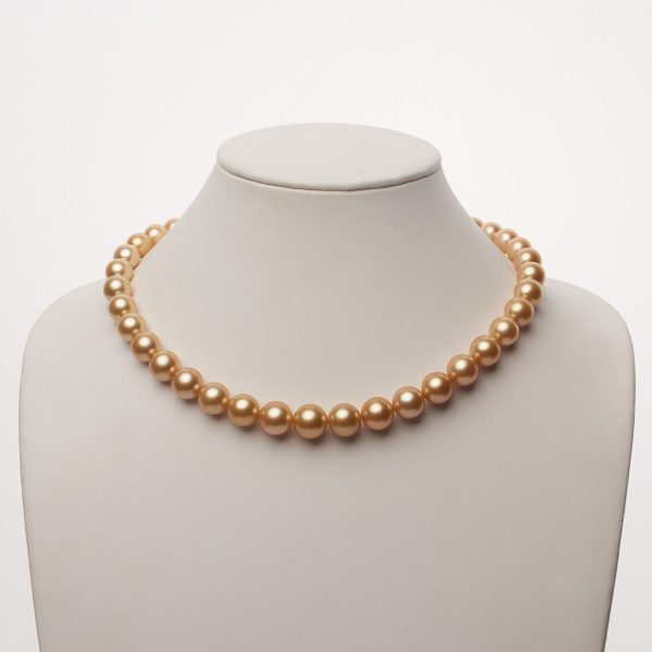 10.1-13.1 mm AAA Golden South Sea Round Pearl Necklace