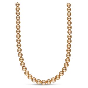 10.0-11.9 mm AA+/AAA Golden South Sea Round Pearl Necklace