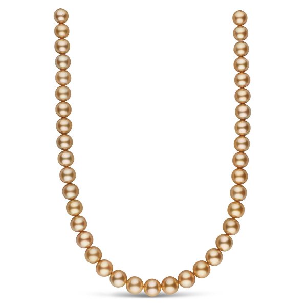 10.0-11.9 mm AA+/AAA Golden South Sea Round Pearl Necklace