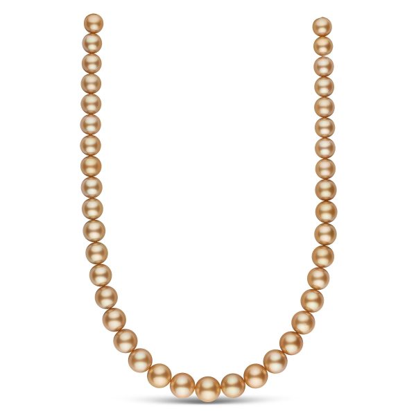 10.1-13.1 mm AAA Golden South Sea Round Pearl Necklace