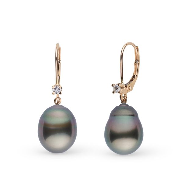 10.0-11.0 mm Tahitian Drop Pearl and Diamond Harmony Earrings-GeekSEO