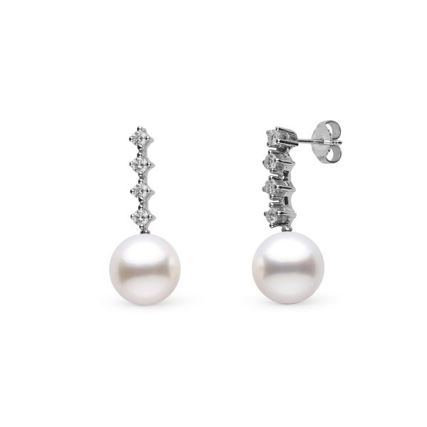 10.0-11.0 mm White South Sea Pearl and Diamond Luminary Earrings-GeekSEO